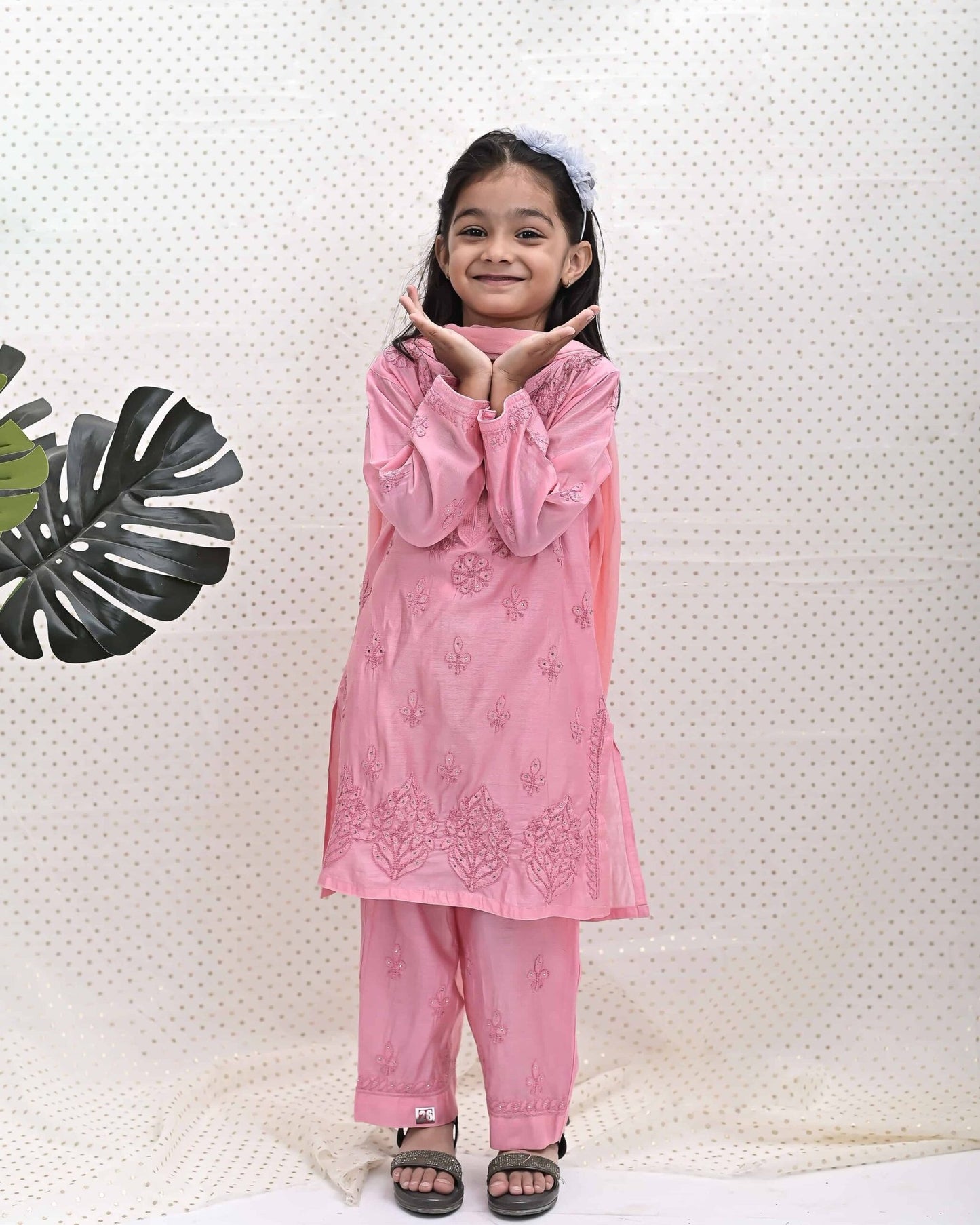 PINK CHIKANKARI SUIT SET