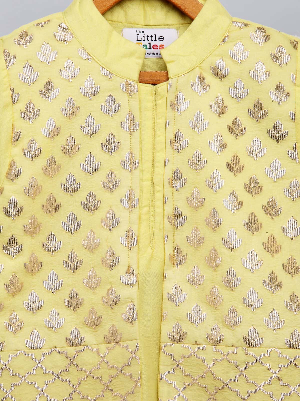 LIME YELLOW  KURTA WITH ATTACHED JACKET AND PYJAMA