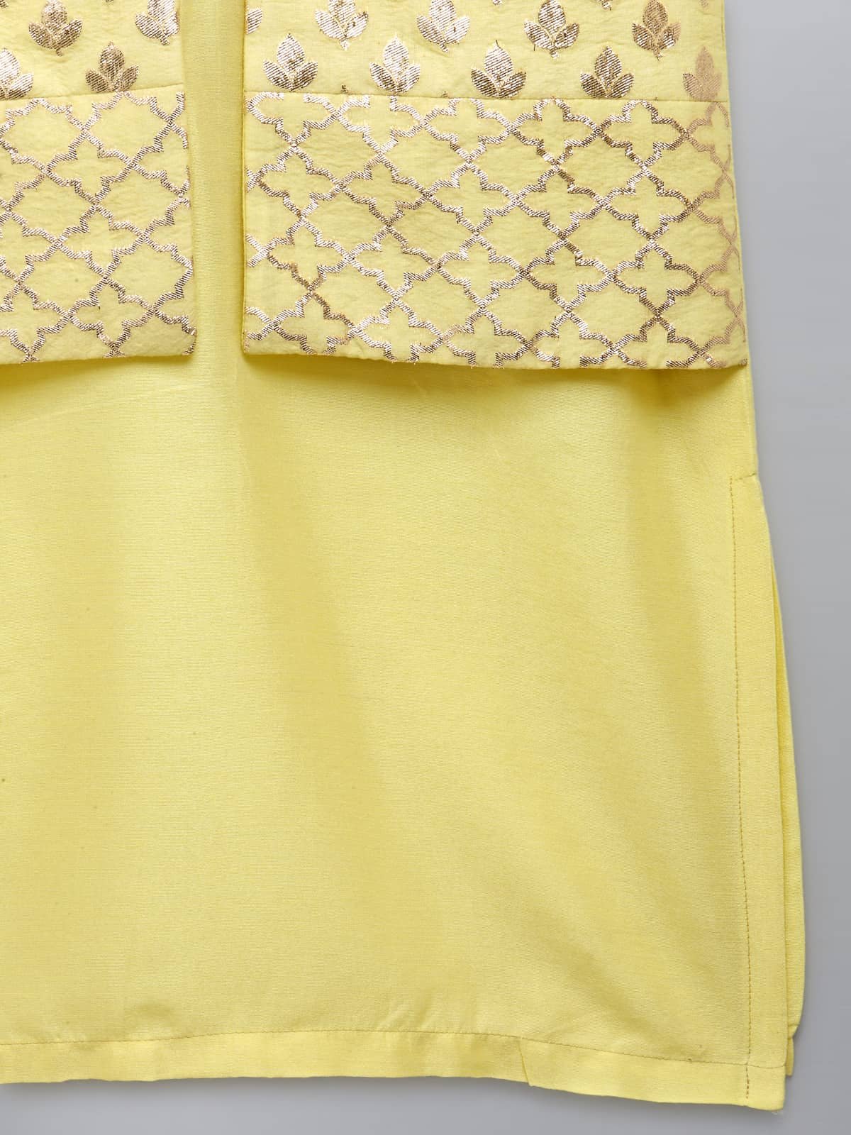 LIME YELLOW  KURTA WITH ATTACHED JACKET AND PYJAMA