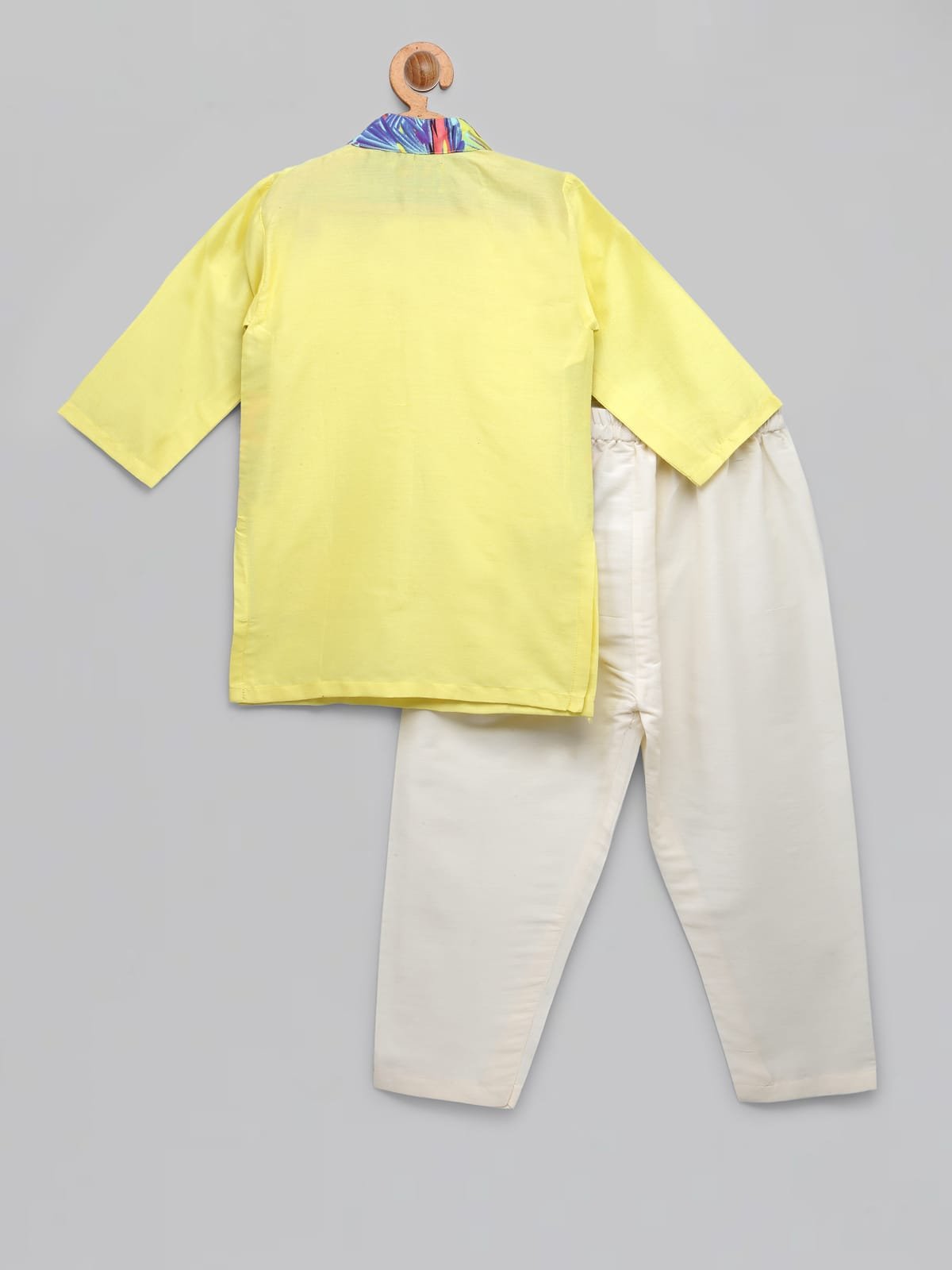LIME YELLOW KURTA WITH PRINTED JACKET ATTACHED KURTA PYJAMA