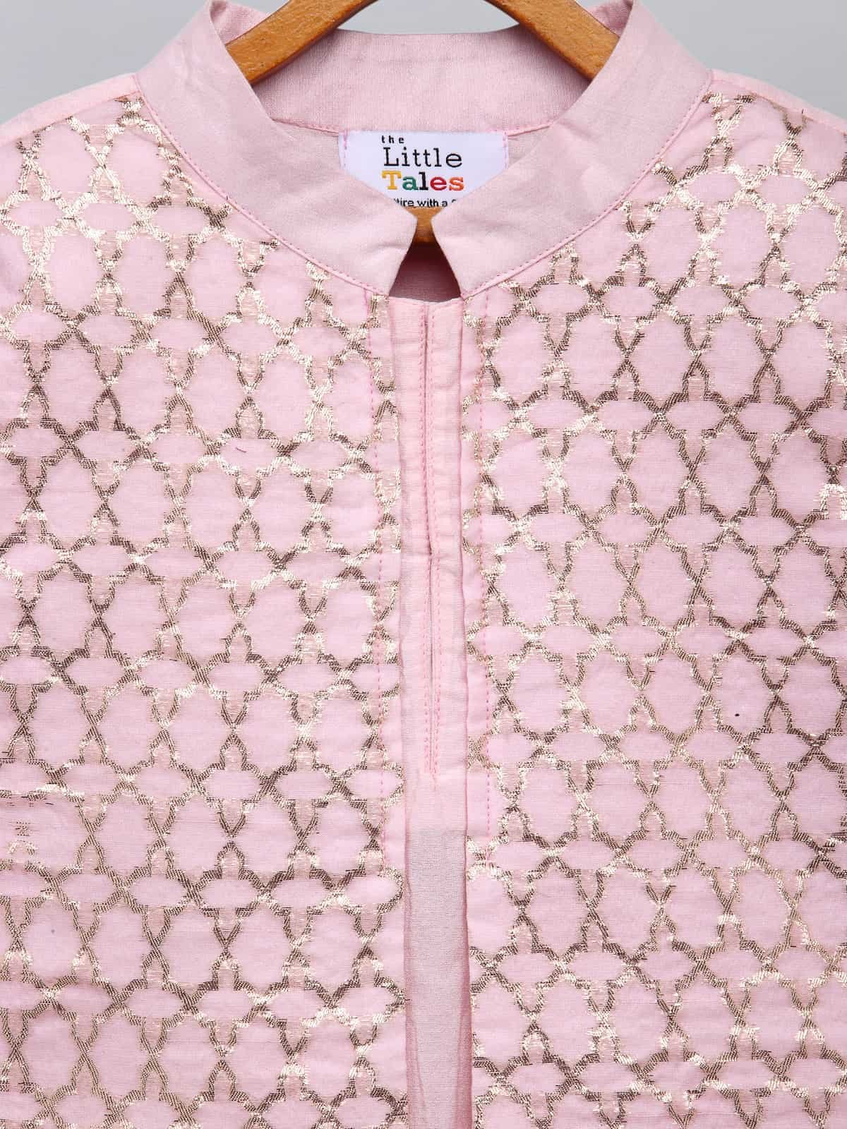 PASTEL PINK  KURTA WITH ATTACHED JACKET AND PYJAMA