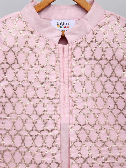PASTEL PINK  KURTA WITH ATTACHED JACKET AND PYJAMA