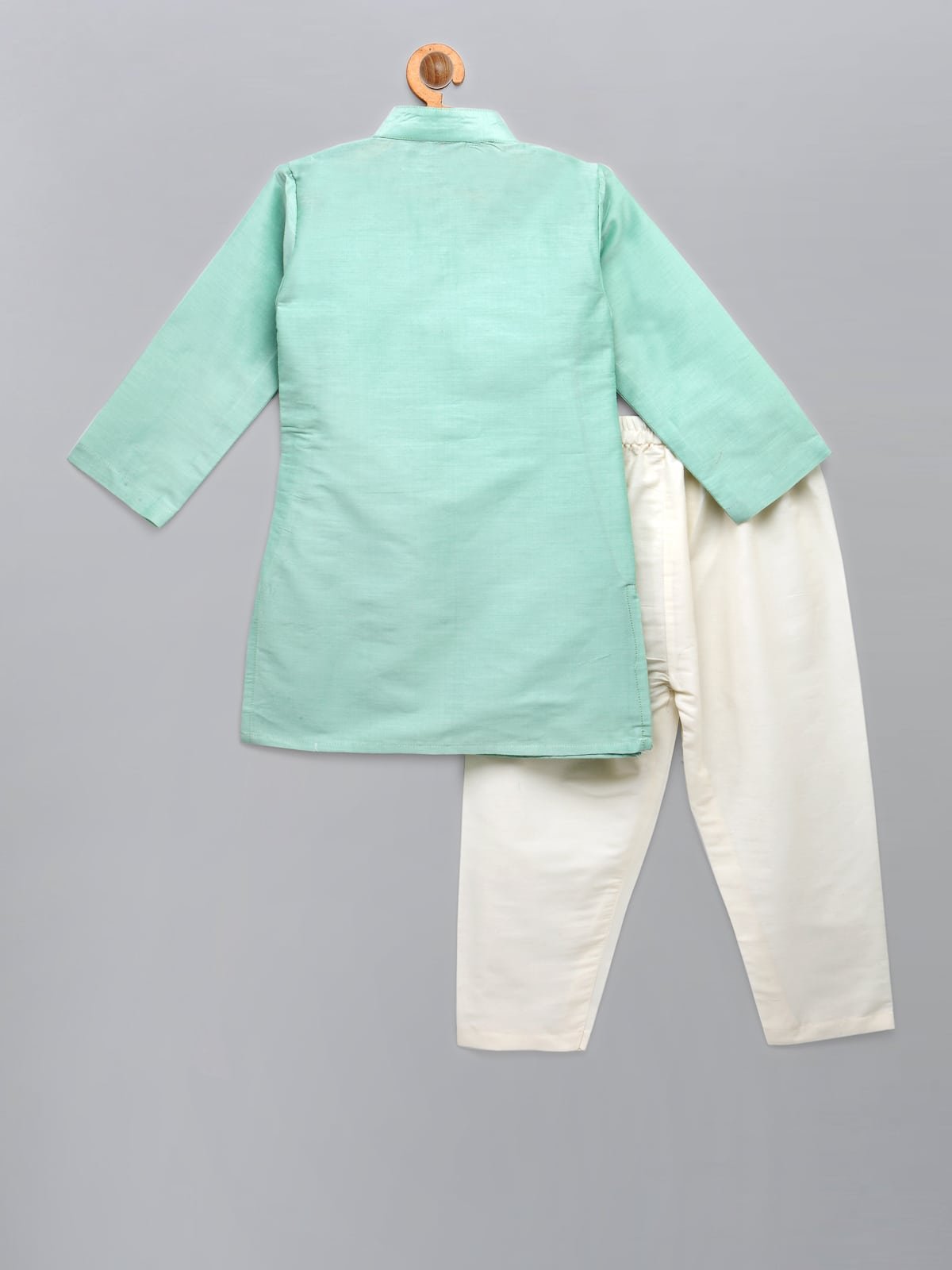 PASTEL GREEN EMBROIDERED LAYERED KURTA WITH PYJAMA