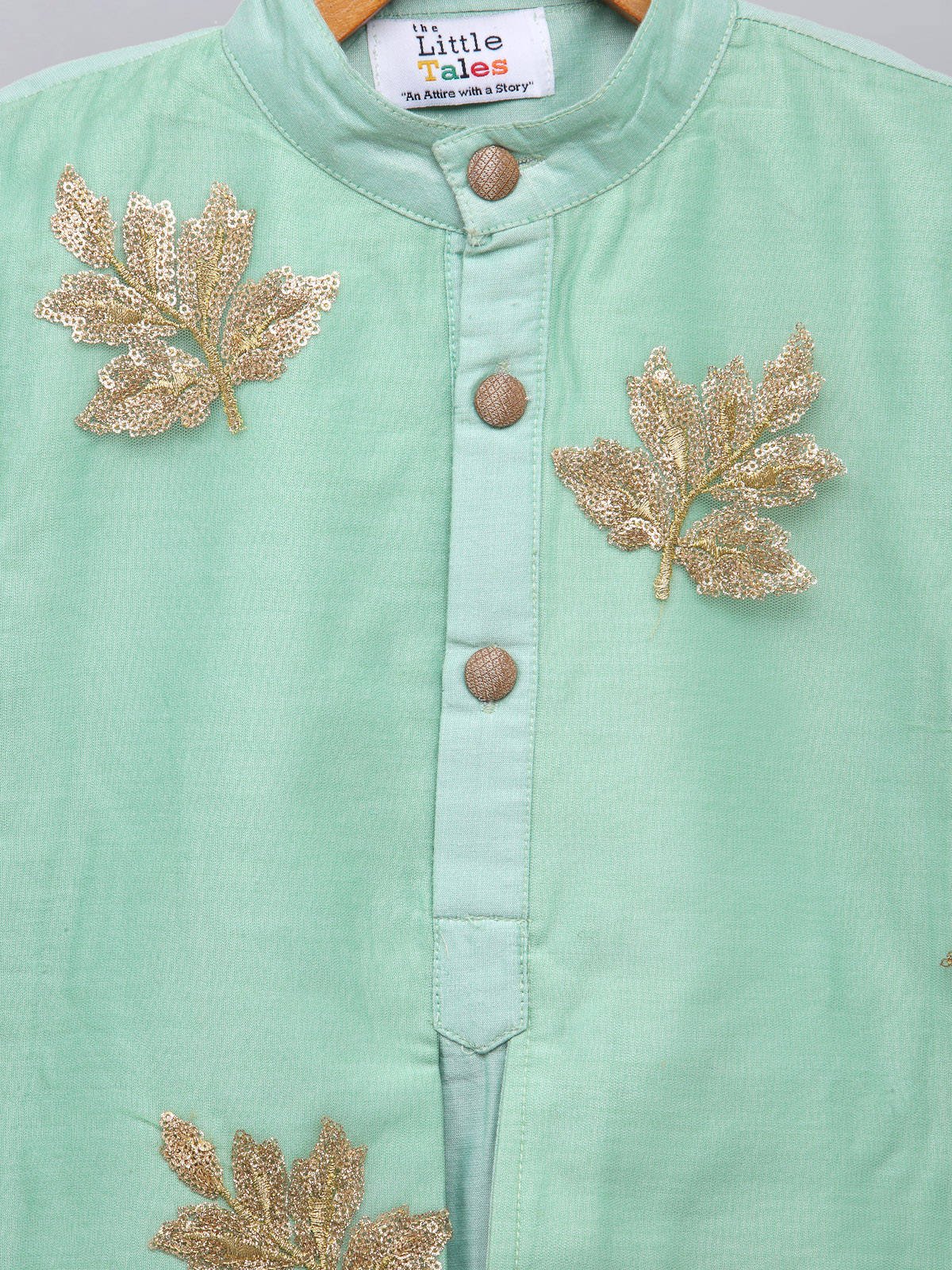PASTEL GREEN EMBROIDERED LAYERED KURTA WITH PYJAMA