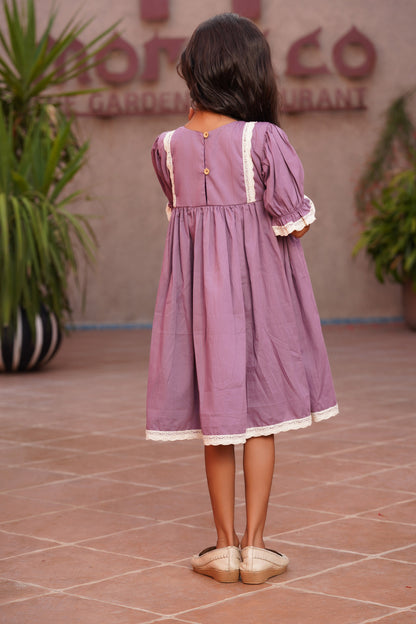 Puff Half Sleeve Frock With Handwork