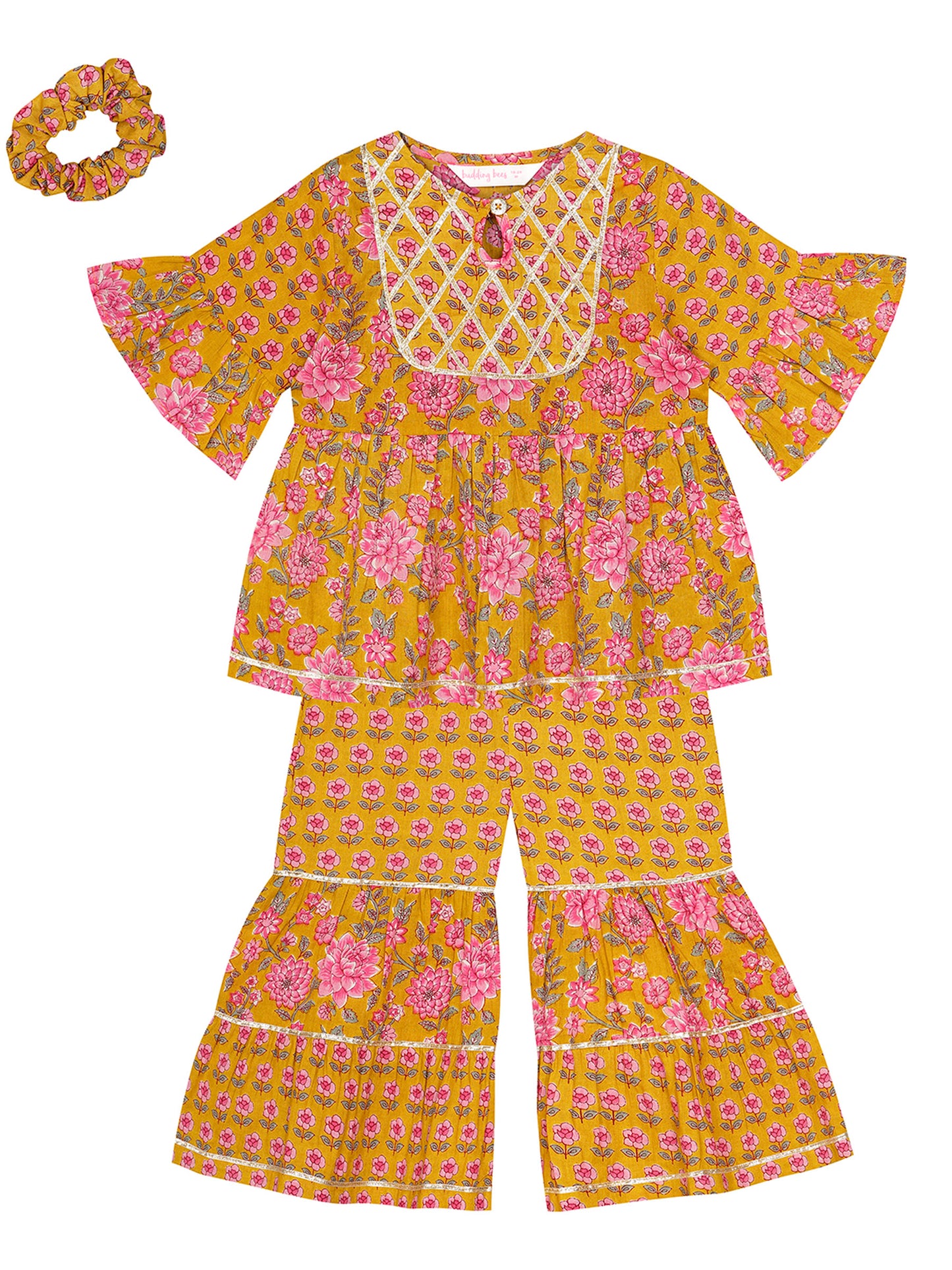 FLORAL PRINTED SLEEVELESS SHARARA SET