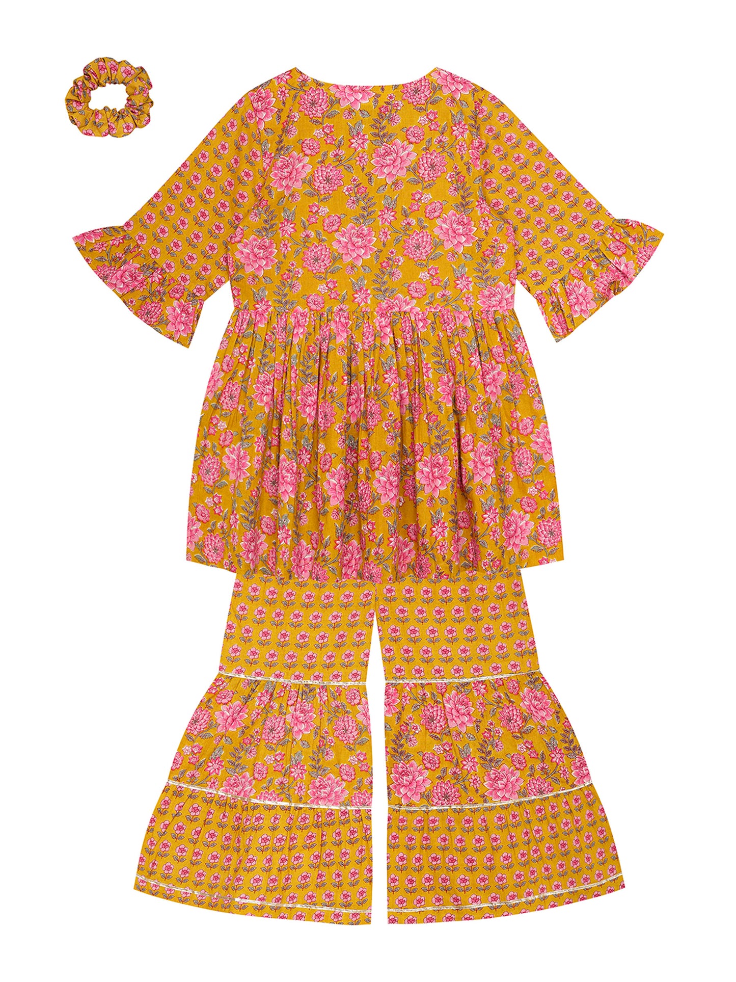 BANDHANI PRINTED 3/4 SLEEVE SHARARA SET