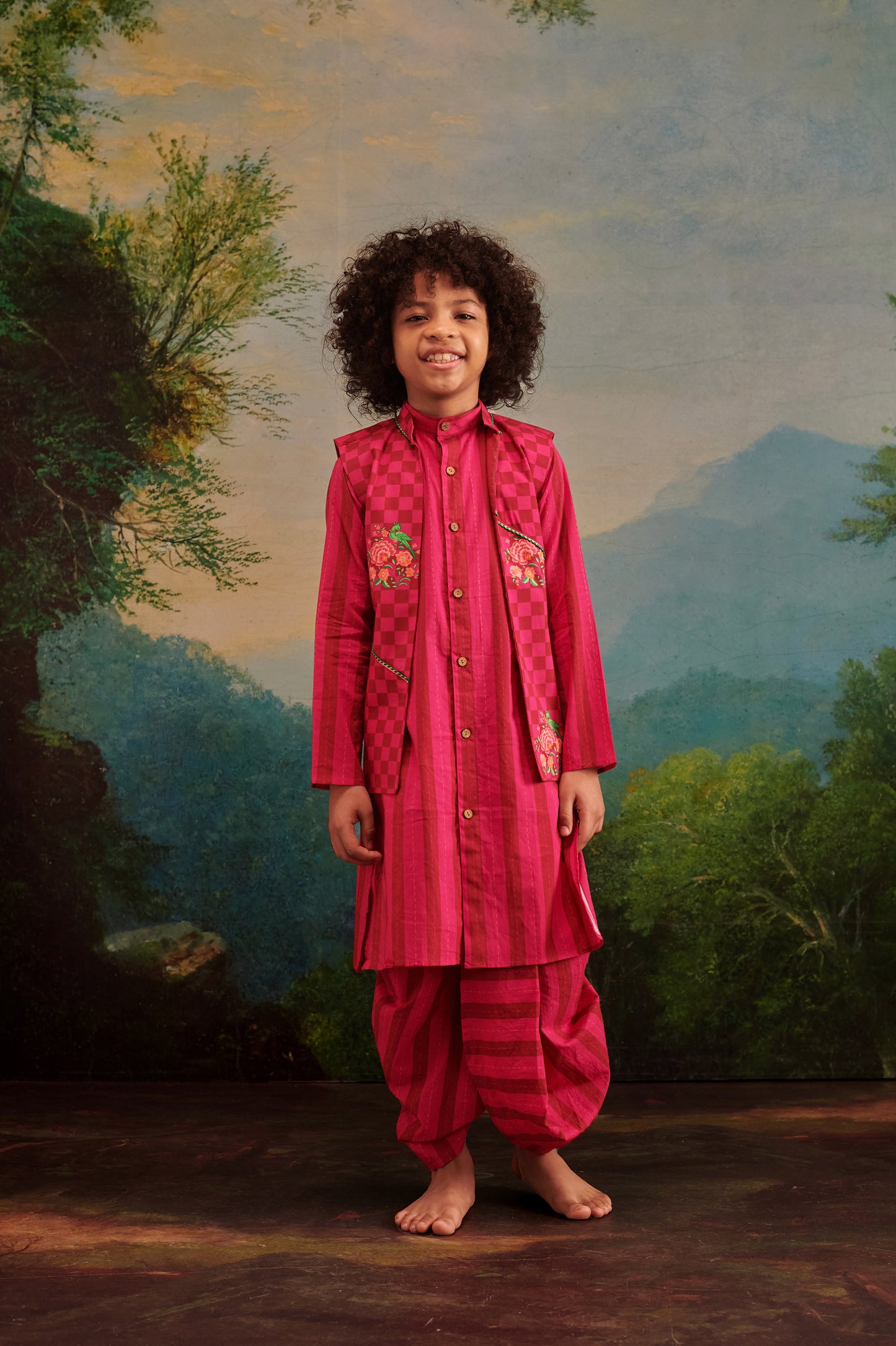 BOY PARROT KURTA DHOTI  SET