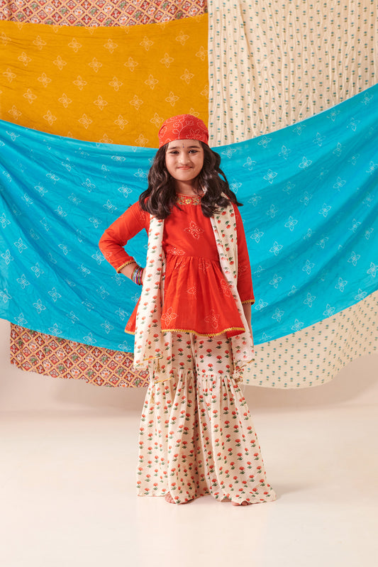 GIRL BANDHANI SHARARA SET