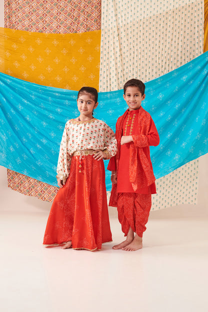 BOY BANDHANI KURTA DHOTI  SET