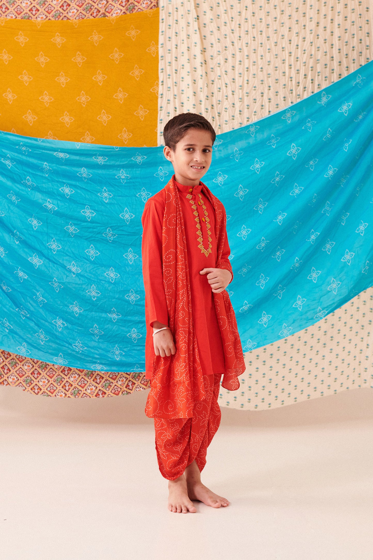 BOY BANDHANI KURTA DHOTI  SET