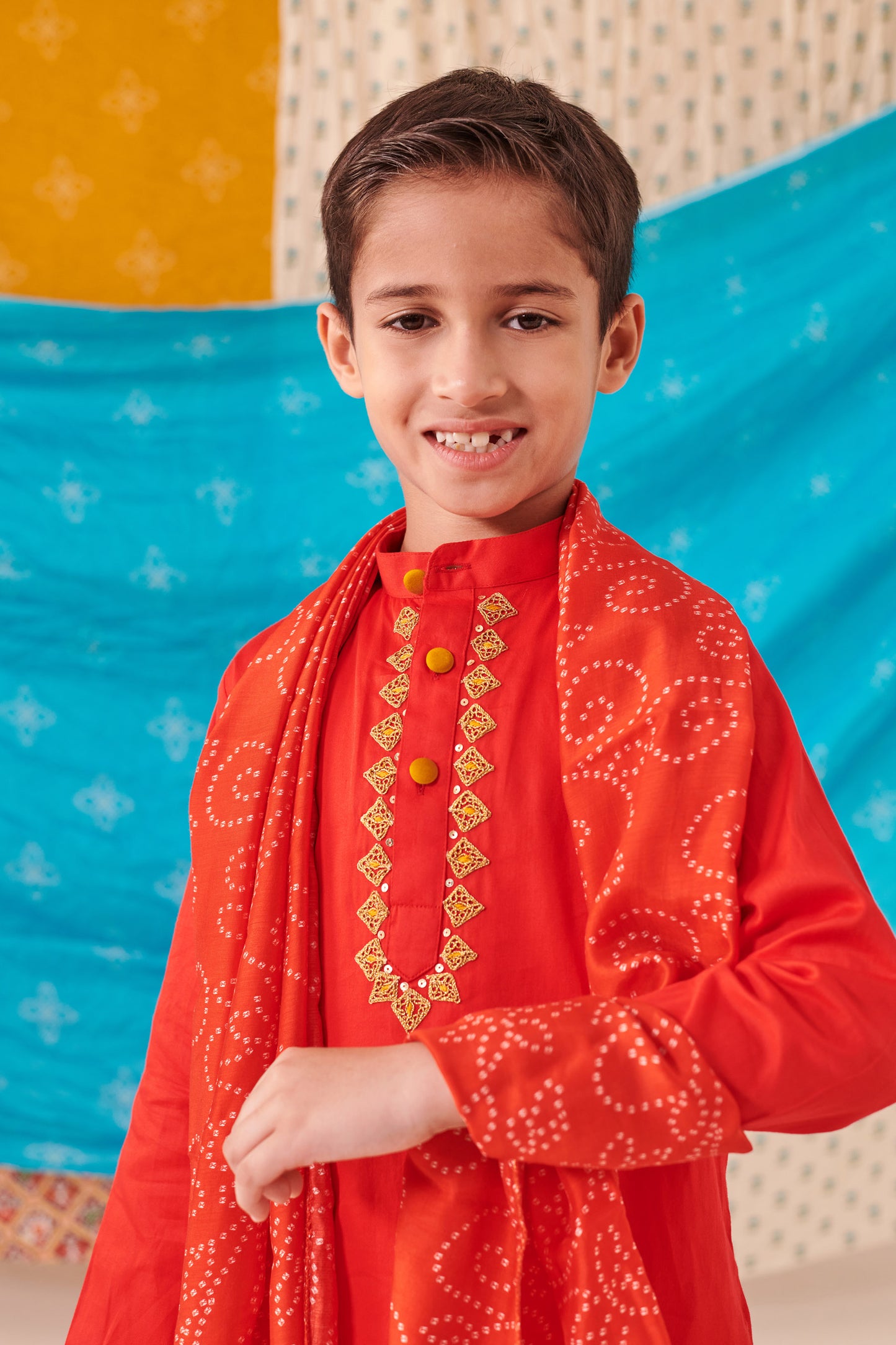 BOY BANDHANI KURTA DHOTI  SET