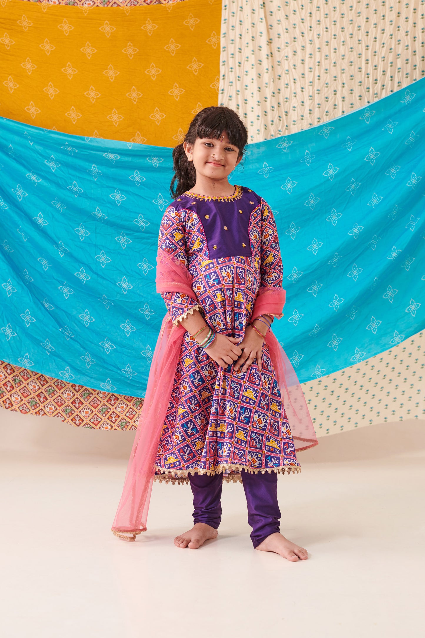 GIRL 3PC PATOLA ANARKALI  SET