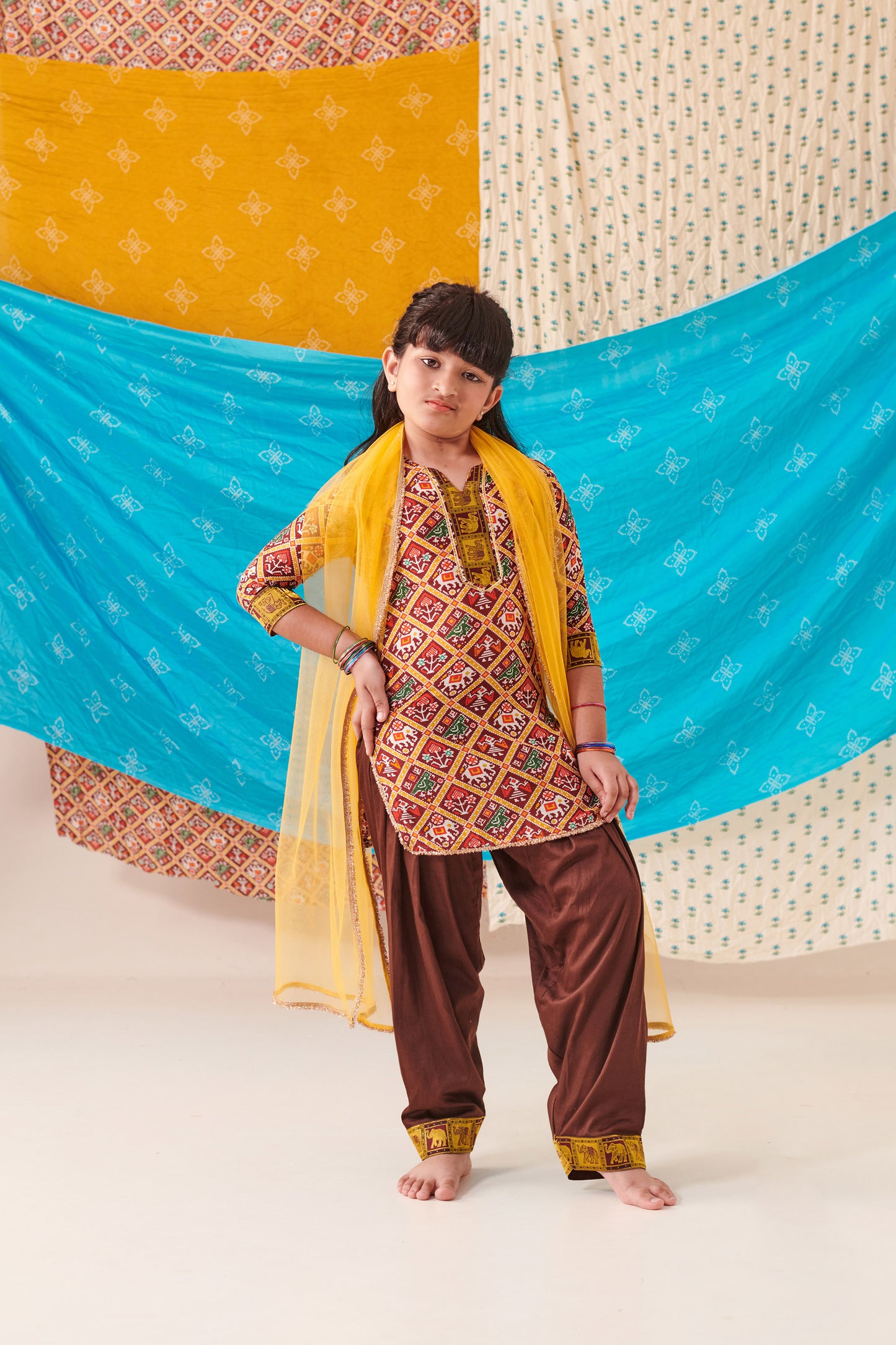 GIRL 3PC PATOLA  KURTA SET