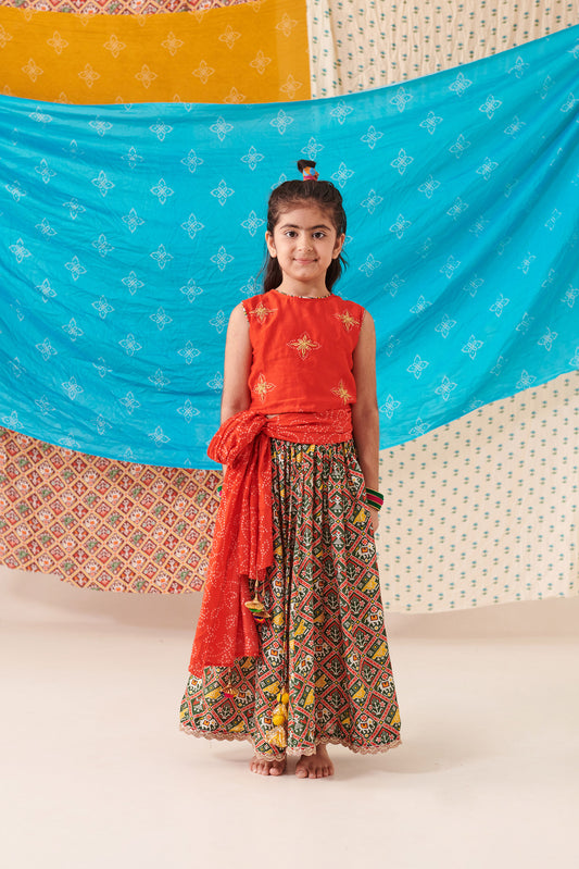 GIRL PATOLA SKIRT SET