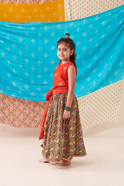 GIRL PATOLA SKIRT SET