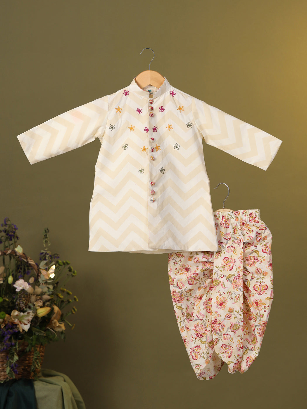 Embroidered Dhoti Set