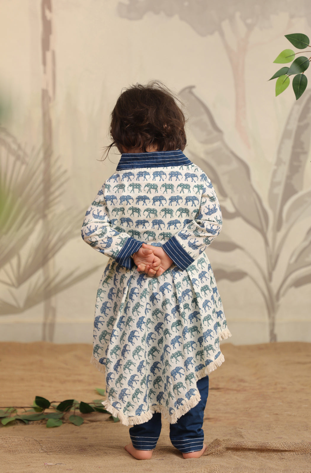 GIRL ELEPHANT PRINT KURTA SET