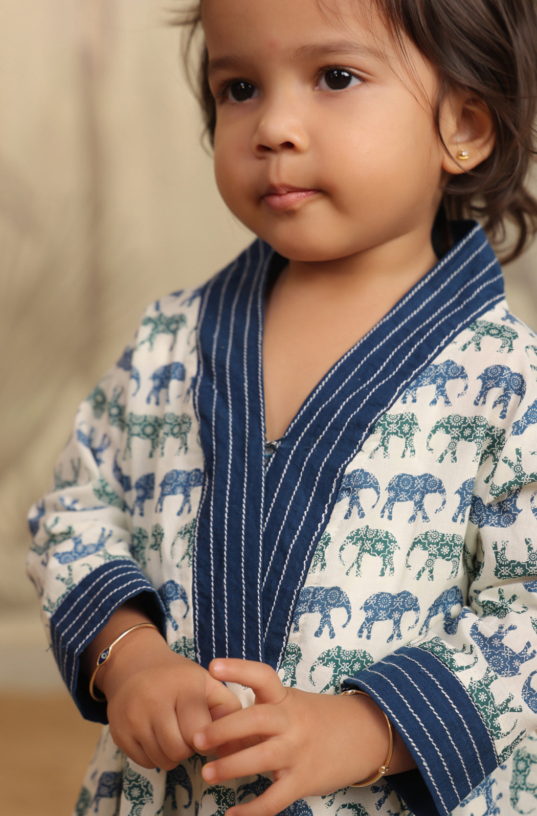 GIRL ELEPHANT PRINT KURTA SET