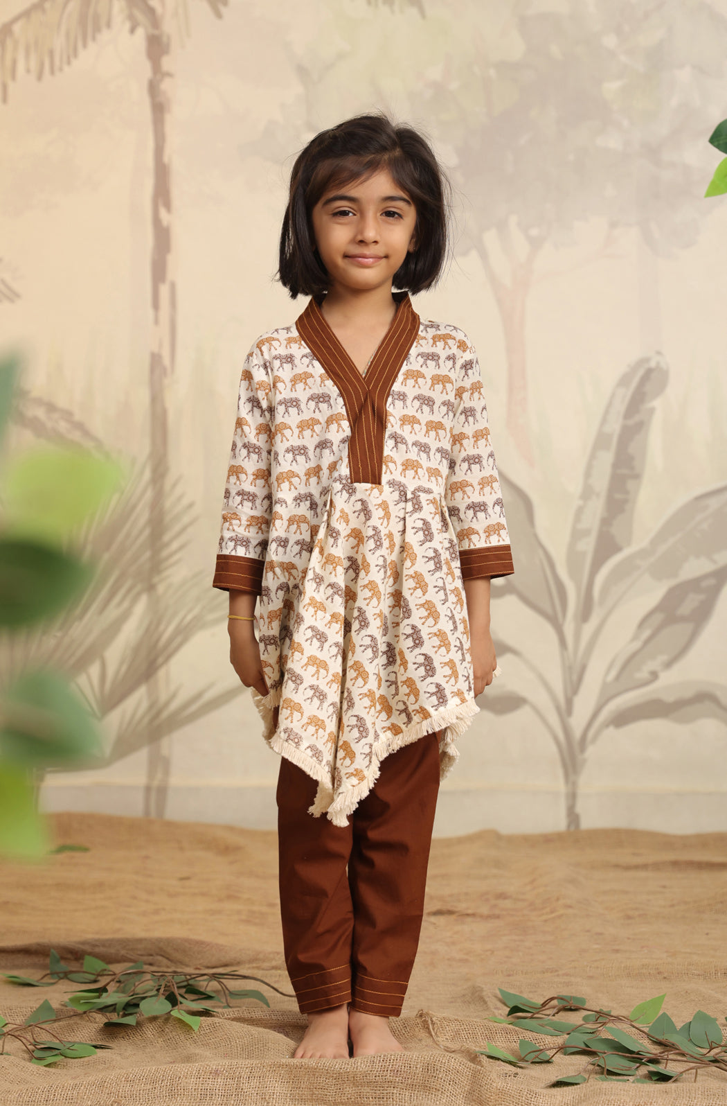 GIRL ELEPHANT PRINT KURTA SET