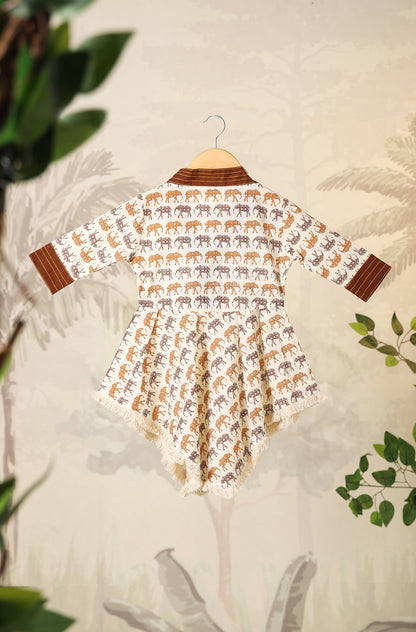 GIRL ELEPHANT PRINT KURTA SET