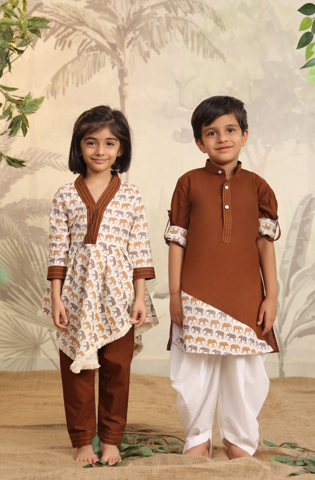 GIRL ELEPHANT PRINT KURTA SET