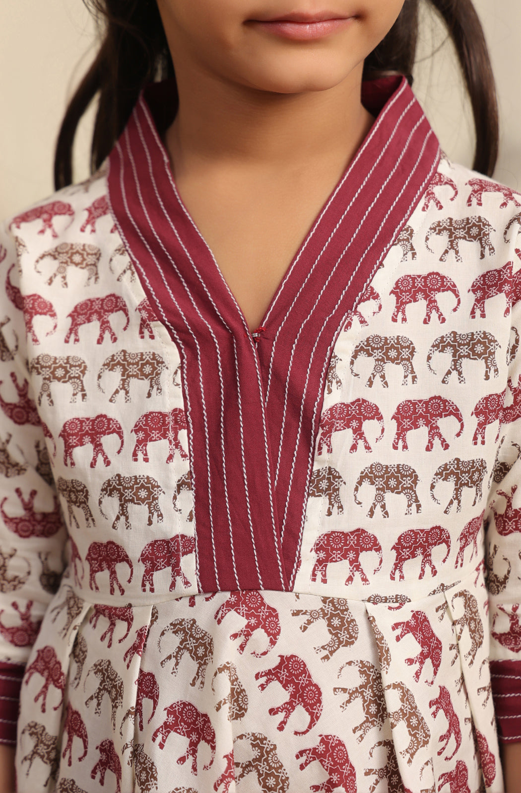 GIRL ELEPHANT PRINT KURTA SET