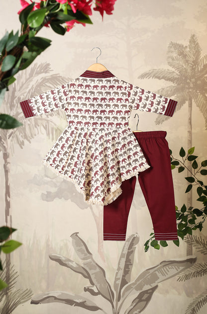 GIRL ELEPHANT PRINT KURTA SET