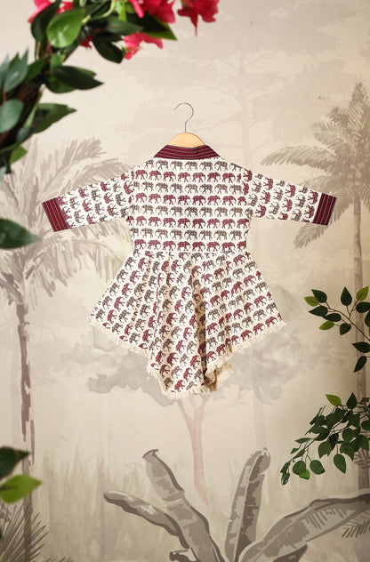 GIRL ELEPHANT PRINT KURTA SET