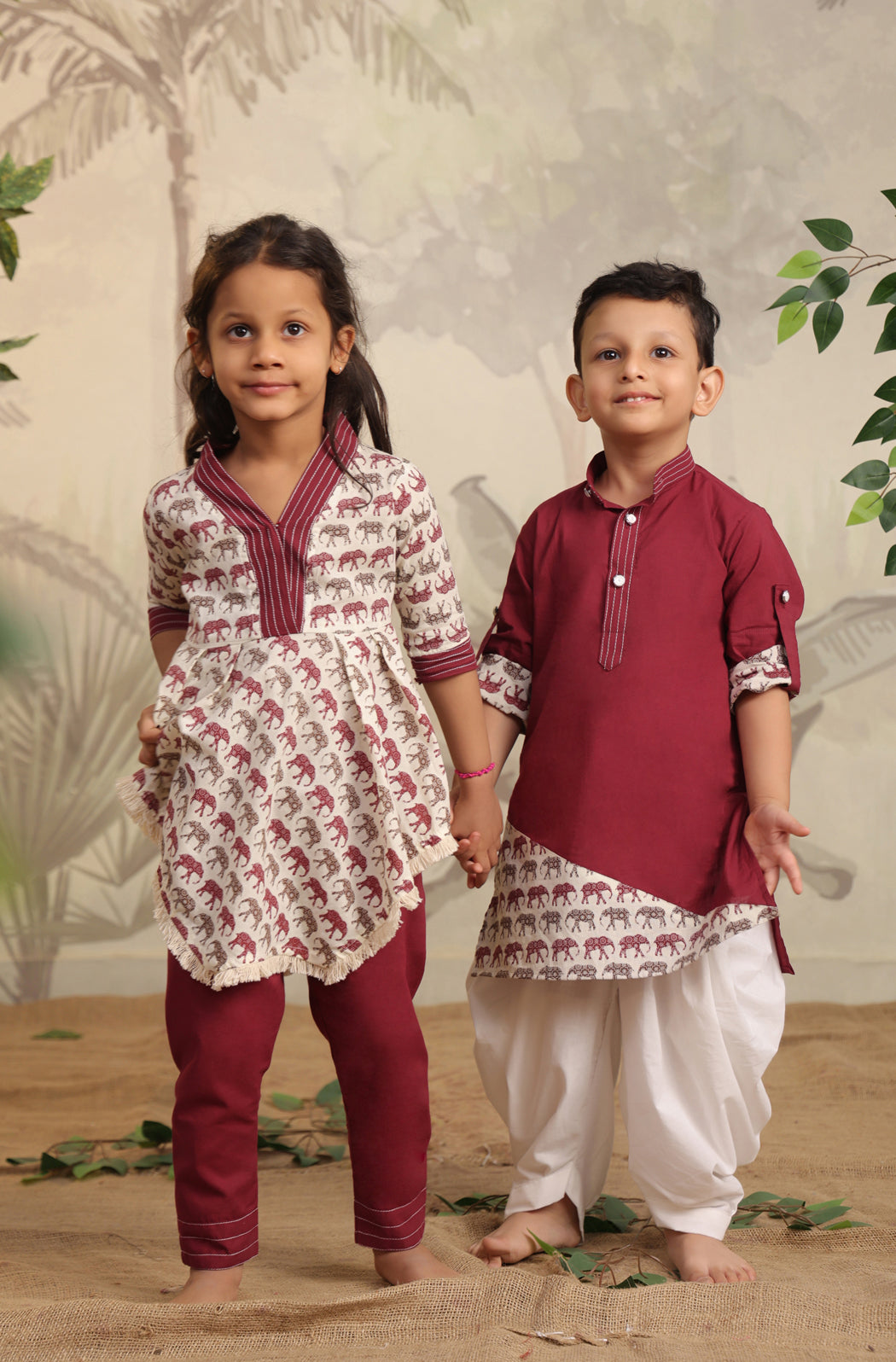 GIRL ELEPHANT PRINT KURTA SET