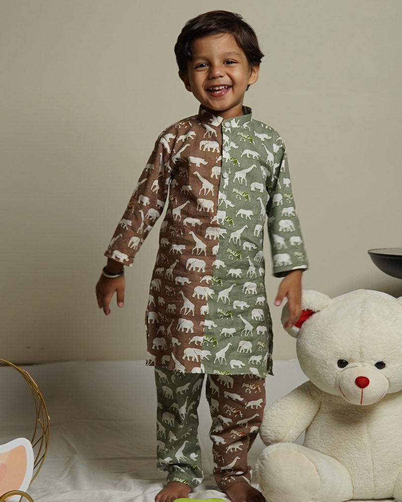 Dual Tone Safari Kurta cum Co-ord Set