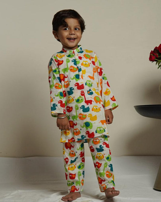 Little Animal Parade Kurta cum Co-ord Set