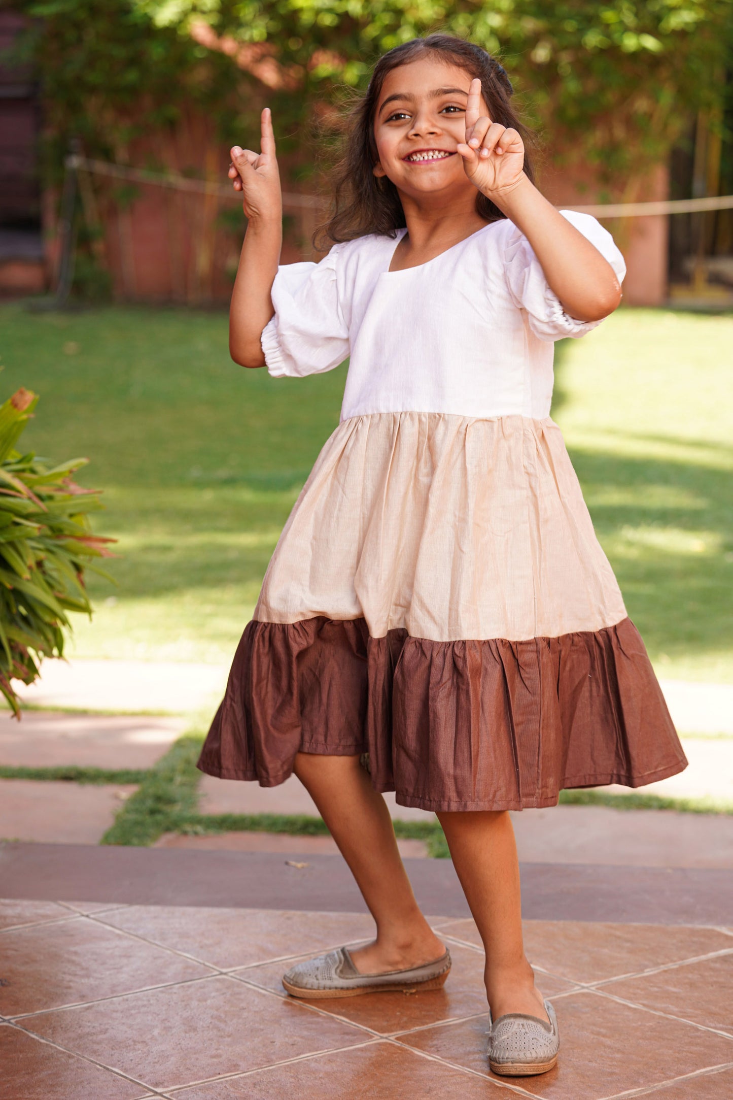 Trio-Colored Linen Frock