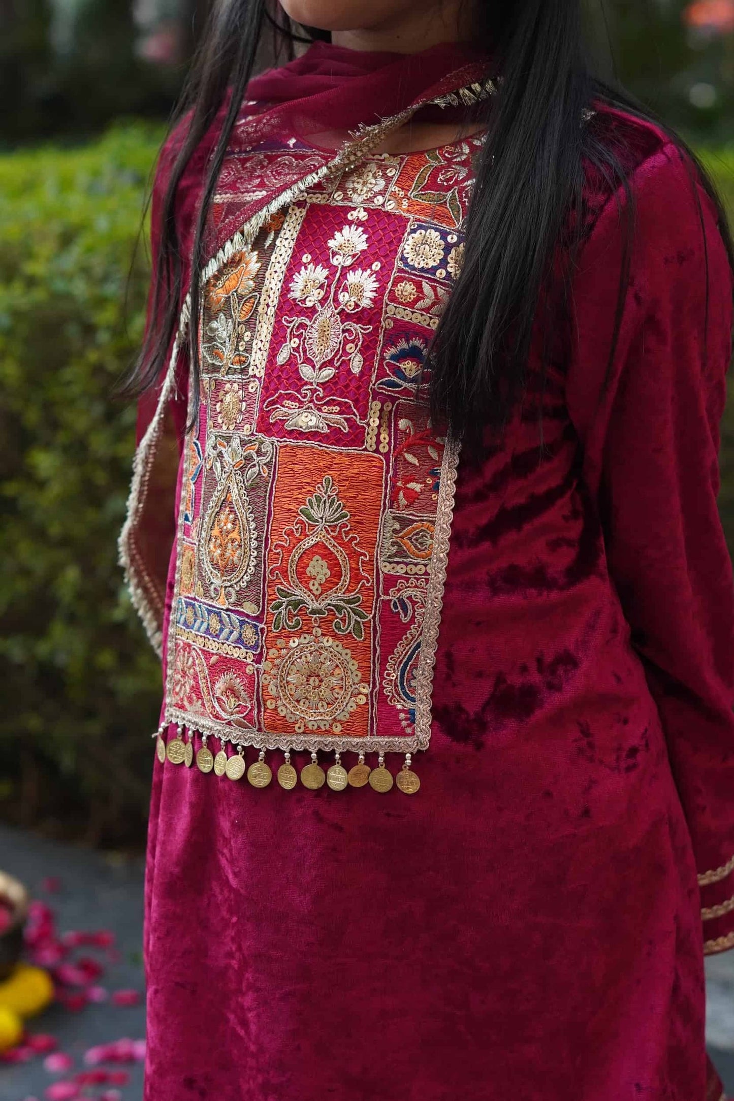 VELVET KURTA SET