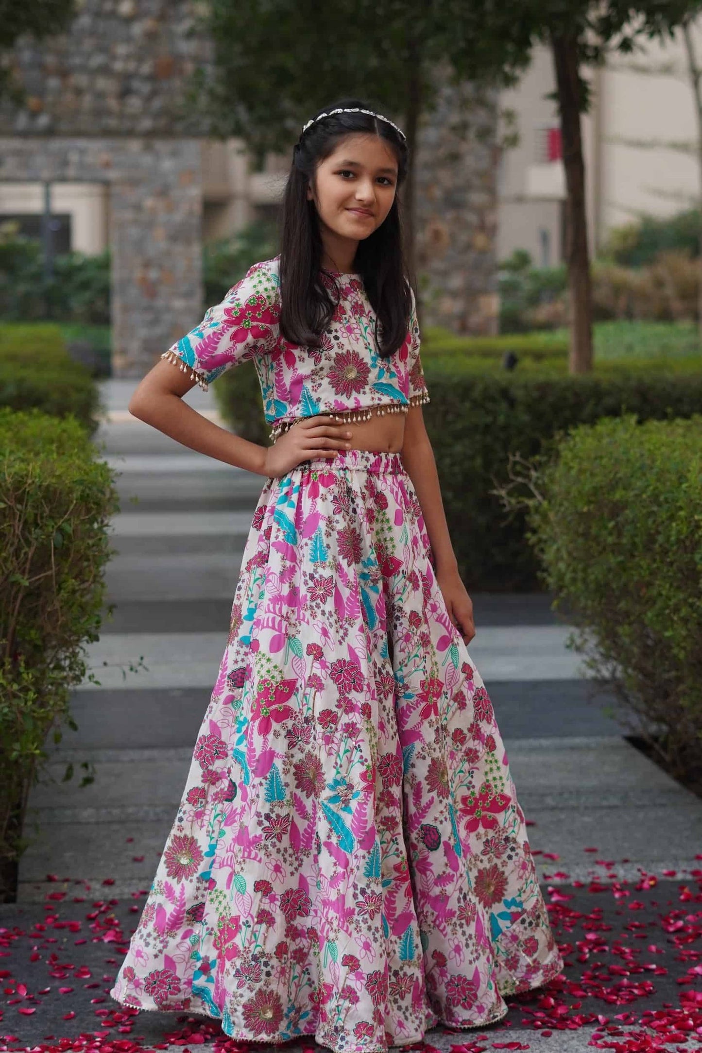 MULTICOLOR FLORAL LEHENGA SET