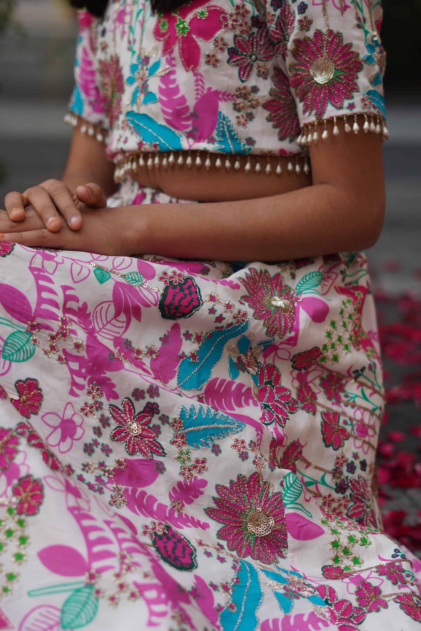 MULTICOLOR FLORAL LEHENGA SET