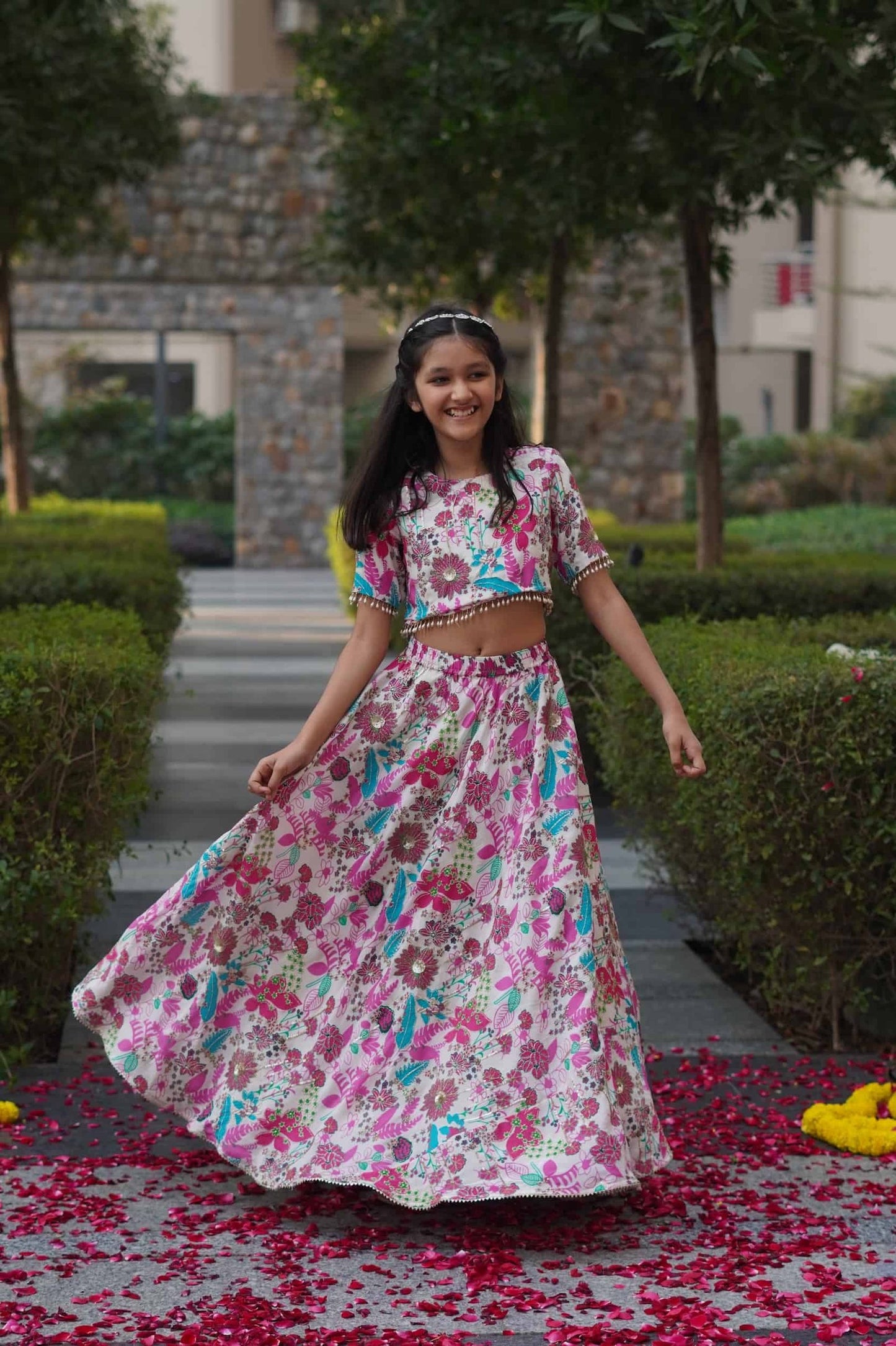 MULTICOLOR FLORAL LEHENGA SET