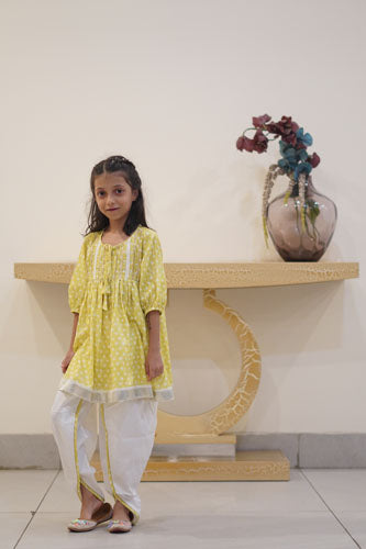 LEMON YELLOW DHOTI SET