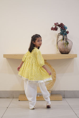 LEMON YELLOW DHOTI SET