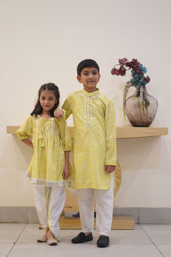 LEMON YELLOW DHOTI SET