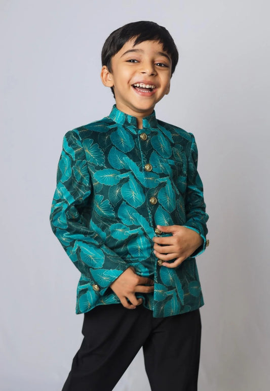 LEAVES PRINT JODHPURI BLAZER