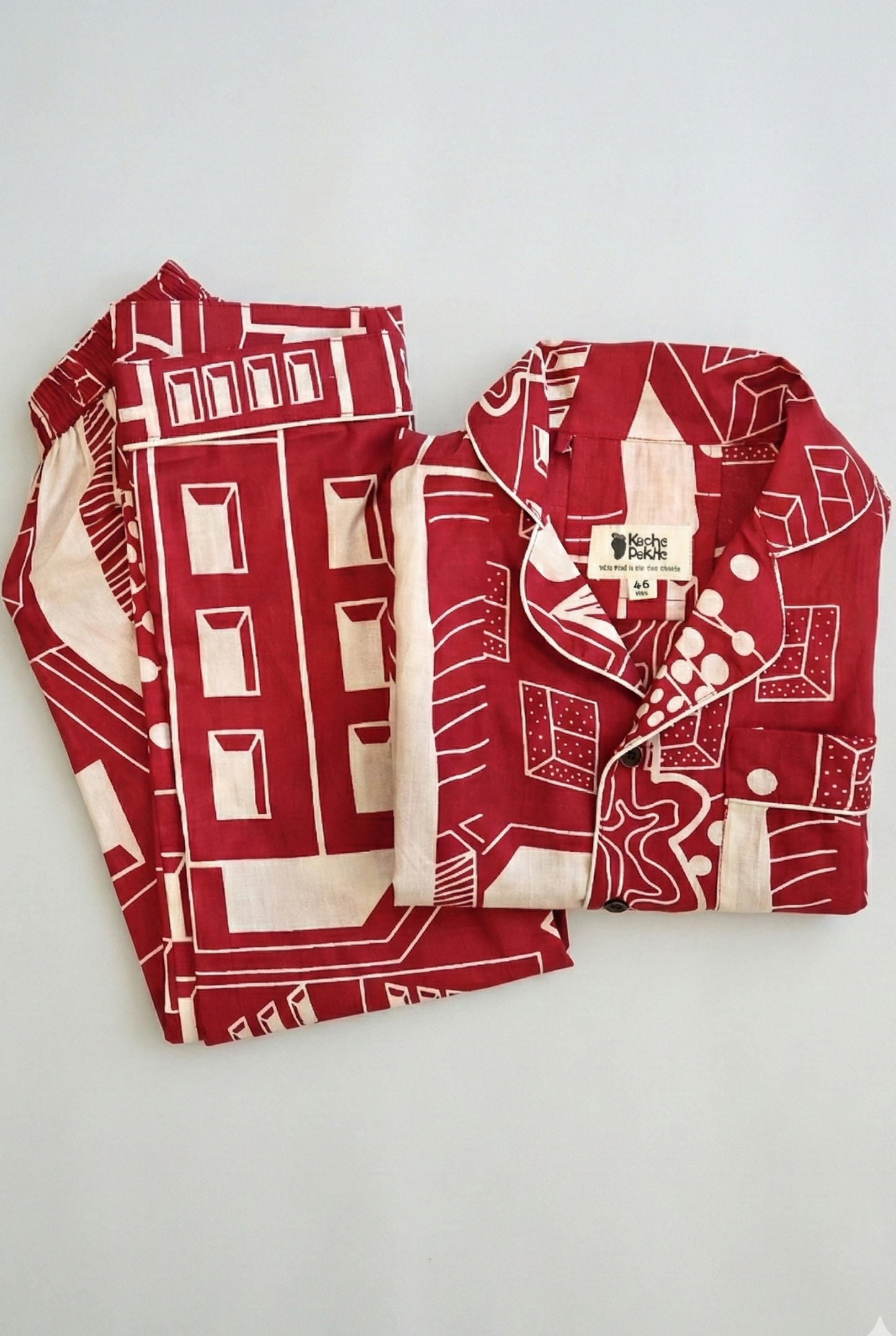 Red Doodle Dream Night Suit
