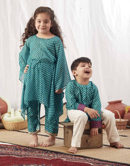 TURQUOISE LEHERIYA KAFTAN SET