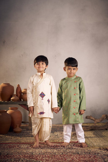 OLIVE KURTA SET FOR BOYS