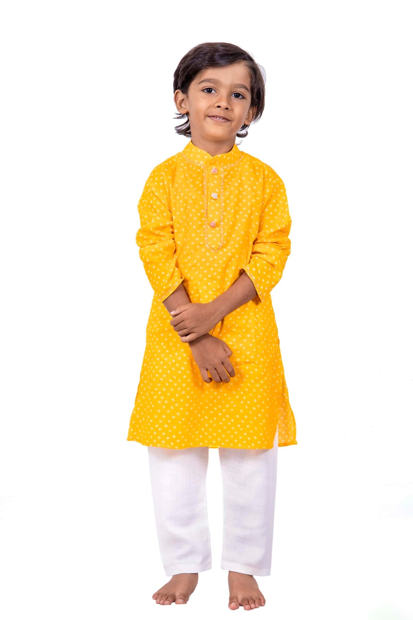 YELLOW BANDHANI KURTA