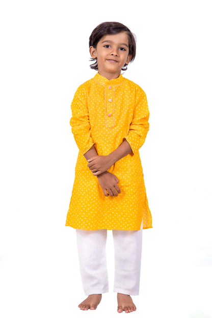 YELLOW BANDHANI KURTA