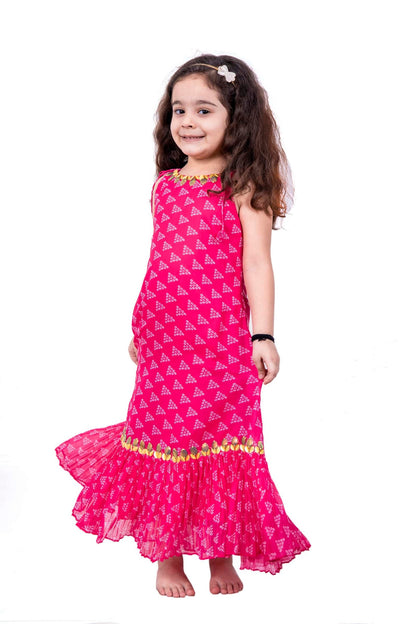 PINK BANDHANI DRESS