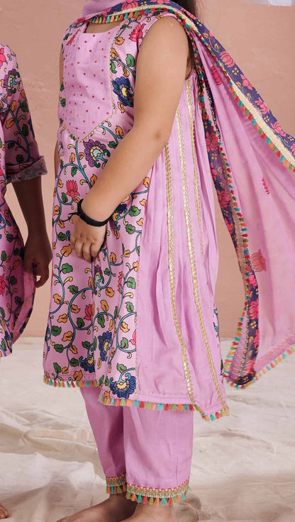 PINK KALAMKARI ANARKALI  SUIT