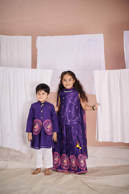 PURPLE KALAMKARI LEHENGA SET