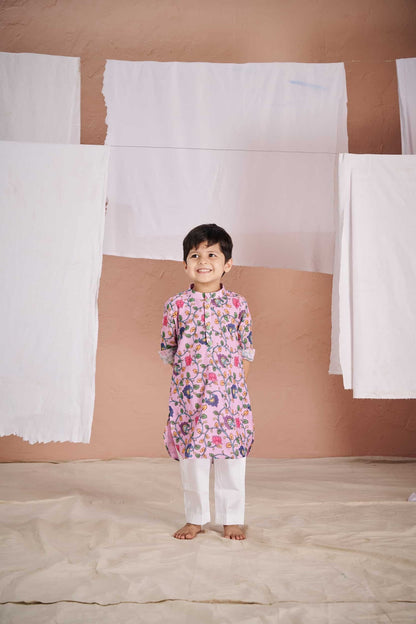 PINK KALAMKARI KURTA SET